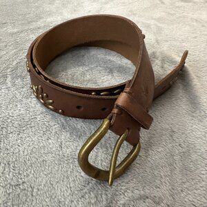Vintage Y2K 90s Abercrombie & Fitch Brown Leather Studded Belt Women's MEDIUM
